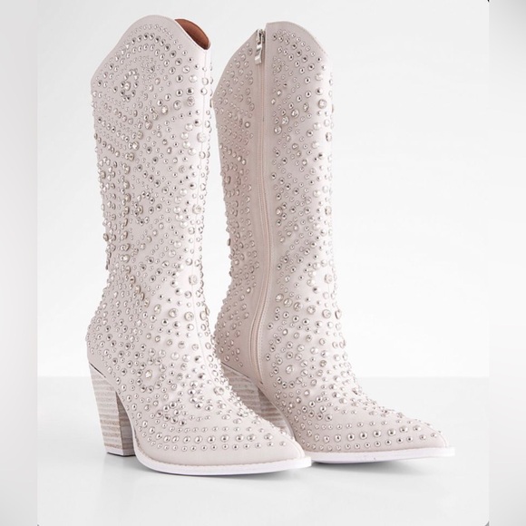 Corkys White and Silver Heeled Cowboy Boots with Intricate Design - Picture 6 of 16